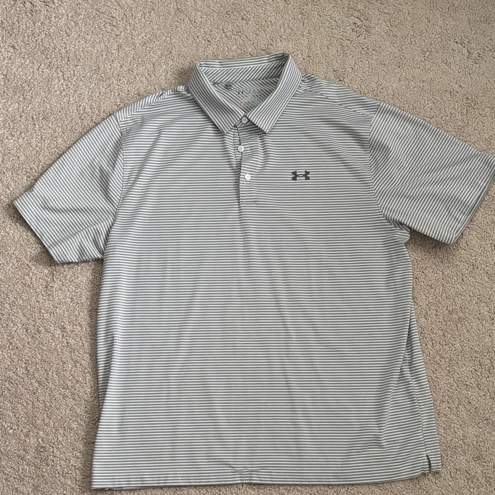 Under Armour Men's Polo Shirt - Black and White Stripes